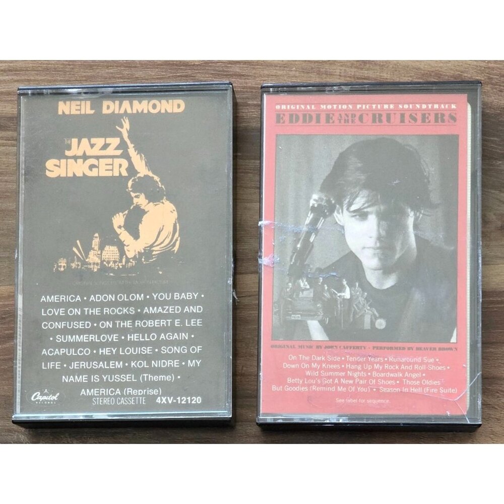 Neil Diamond and Eddie and the Cruisers Cassette Tape Soundtrack Lot Vintage